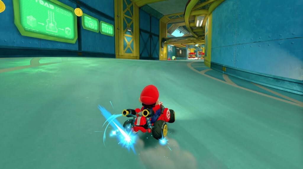 マリオカートワールドのチャージジャンプで着地ブーストが発生する場面