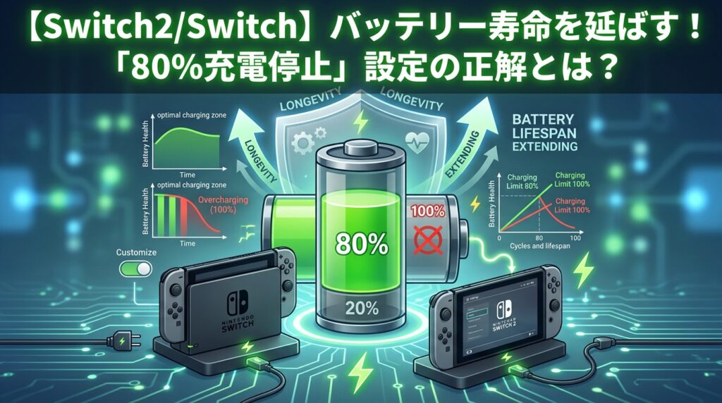 🔋【Switch2/Switch】バッテリー寿命を延ばす！「80%充電停止」設定の