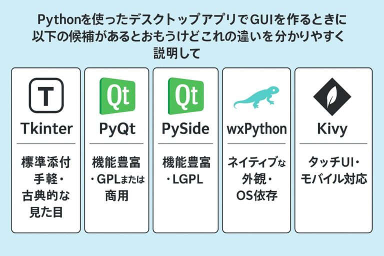 Pythonデスクトップアプリ開発に最適なGUIライブラリ5選比較|Tkinter・PyQt・PySide・wxPython・Kivy徹底解説 ...